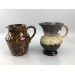 A Kensington KPB Ware in brown & yellow and a West German vase both approx 18cm