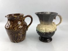 A Kensington KPB Ware in brown & yellow and a West German vase both approx 18cm