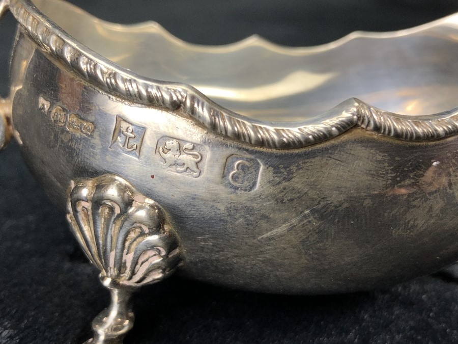 Silver Hallmarked Sauce boat on three feet Marked Birmingham by A Marston & Co height to spout - Image 5 of 5