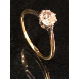 Gold and platinum diamond solitaire ring of approx 0.5CT, approx size P