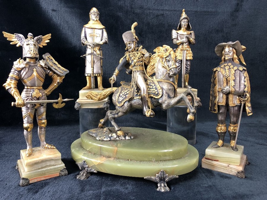 GIUSEPPE VASARI (Italian 20th century) - Collection of five bronze figures; a cavalier approx 25cm - Image 2 of 3