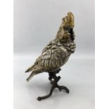 Cold painted bronze of a cockatoo, marked 'G.B. Schutzt', approx 30cm in height