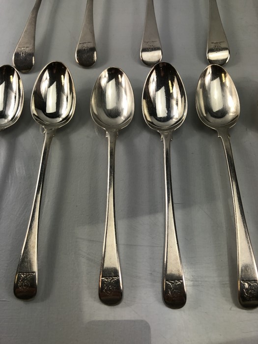 Collection of eighteen 18, Silver hallmarked Georgian spoons each with the Lion emblem stamp ( - Image 4 of 12