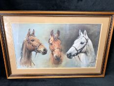 Framed horse racing print 'We Three Kings' by S L Crawford approx 62cm x 35cm inside mount
