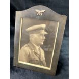 Framed black & white photograph of Colonel W G Little of the 6th Gurkas the metal frame bearing
