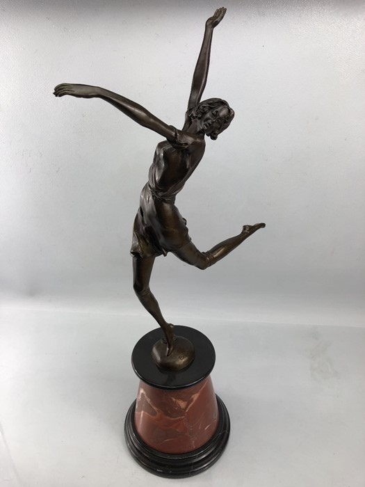 Art Deco style bronze of a dancing girl, marked B Zach, approx 66cm