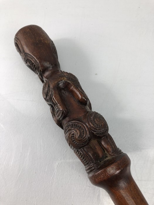 Possibly from the pacific islands, New Zealand Maori, a hard wood swagger stick. Length approx 60cm - Image 6 of 24