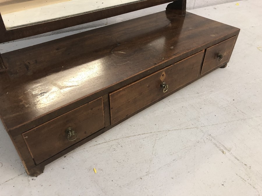 Square vintage dressing table mirror on base with three drawers - Image 3 of 5