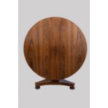 William IV Rosewood circular tilt top dining / breakfast table raised on a hexagonal pedestal and