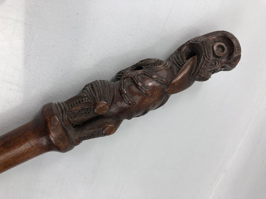 Possibly from the pacific islands, New Zealand Maori, a hard wood swagger stick. Length approx 60cm - Image 4 of 24