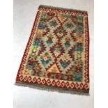 Vegetable dye wool chobi kilim rug approx 124cm x 80cm