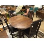 South African extending dining table with four chairs. Maker: Hilson and Taylor, Johannesburg