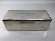 Large Silver Cigarette or Cigar case with wooden lining marked to base "STERLING 460, BLACK