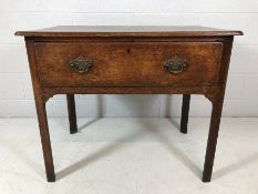 Georgian oak table with deep single drawer approx 93cm x 58cm x 77cm