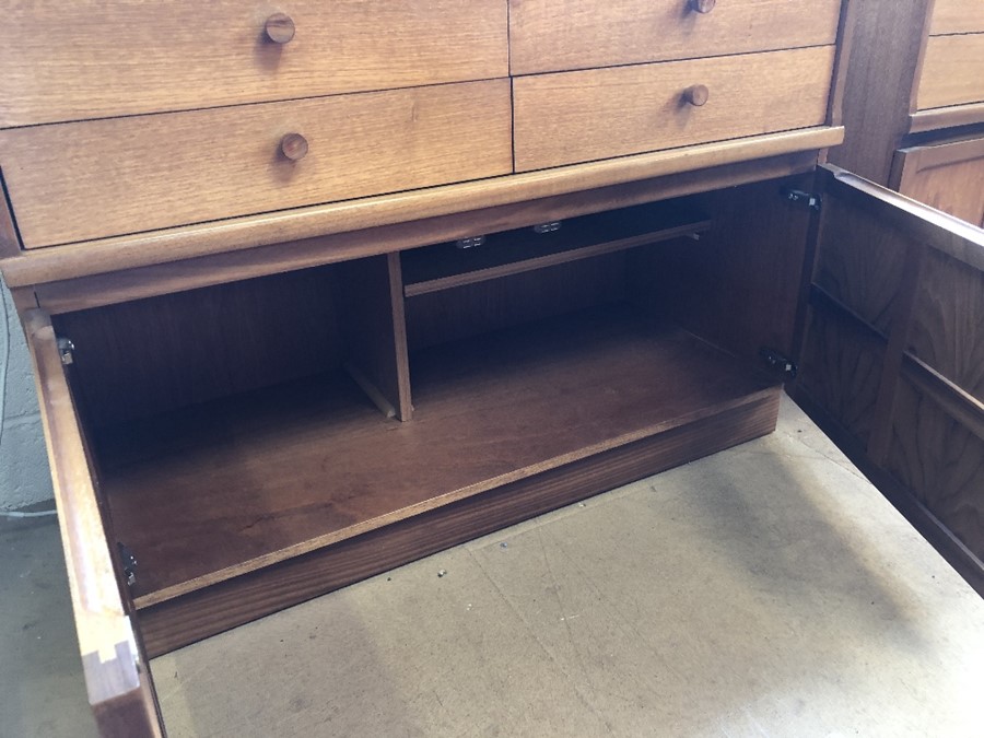 Mid century teak sideboard with four drawers and cupboard under with panelled doors approx 102cm x - Image 7 of 7