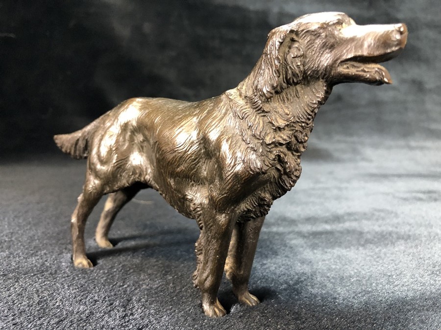 Painted Bronze figure of a Red setter (approx 10.5cm tall)