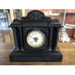 Slate mantle clock approx 37cm x 40cm x 15cm (key and pendulum in office)