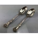 Two silver London hallmarked Kings Pattern serving spoons (approx 211g)