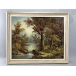 I CAFIERI, Oil on canvas of a woodland scene, framed, approx 49cm x 39cm
