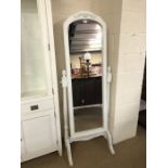 Cheval style white painted mirror