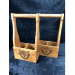 Pair of vintage style bottle/champagne crates each with two compartments and stamped 'Dom