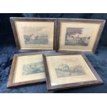 Four early 19th century humorous fishing prints, Plates 1-4, including "Taking a Fly" and "A Sharp