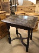 Oak side table with cross stretcher