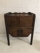 Pot cupboard, ideal as a bedside table, with pierced gallery, small cupboard and interesting lower
