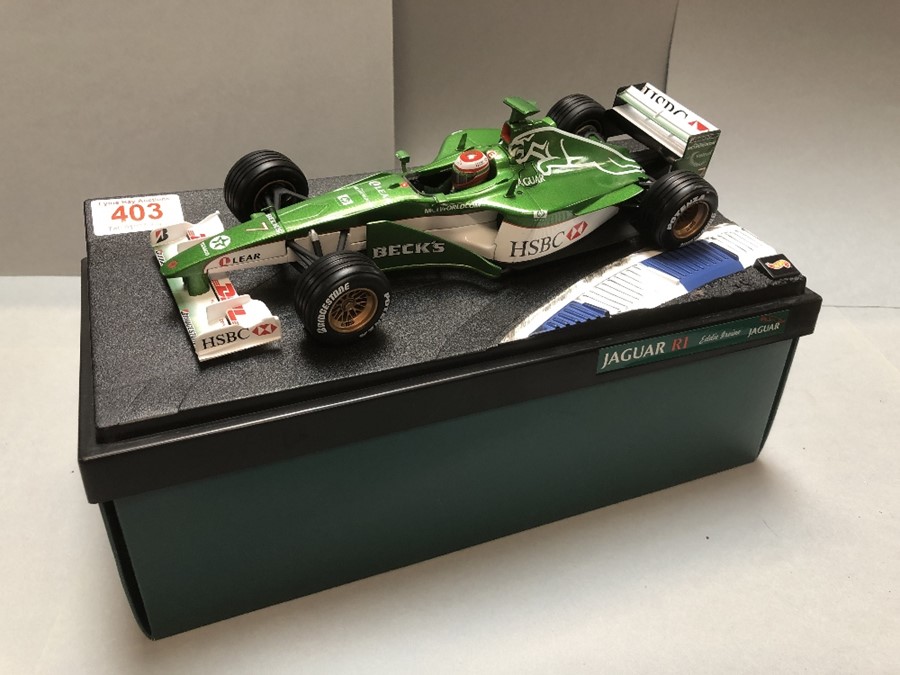 Rare die-cast Eddie Irvine F1 Jaguar R1 bearing the Becks Beer logo before the ban on alcohol