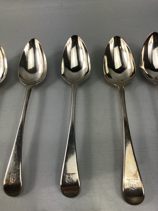 Collection of eighteen 18, Silver hallmarked Georgian spoons each with the Lion emblem stamp ( - Image 6 of 12