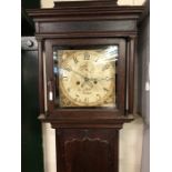 Thirty hour longcase clock by Booth, Bridport with weights and pendulum
