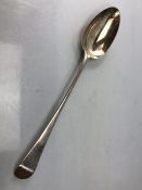 Large Silver serving spoon London 1767 maker JE (Listed by Grimwade as an "Unregistered Mark" and