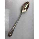 Large Silver serving spoon London 1767 maker JE (Listed by Grimwade as an "Unregistered Mark" and