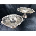 Pair of large silver plated embossed tazzas by Walker and Hall approx diameter 37cm