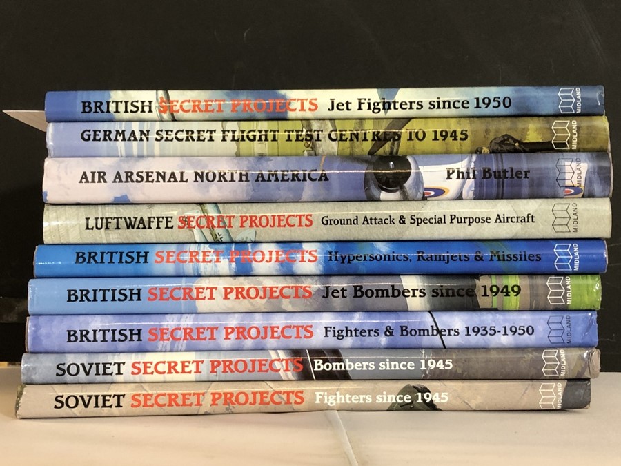 AVIATION AND AERONAUTICAL BOOKS AND MAGAZINES: A COLLECTION OF 9 HARD BACK BOOKS BY PUBLISHER