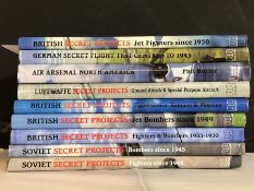 AVIATION AND AERONAUTICAL BOOKS AND MAGAZINES: A COLLECTION OF 9 HARD BACK BOOKS BY PUBLISHER