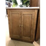 Corner cupboard with two internal shelves, brass handles and separate marble top, approx 73cm x 37cm