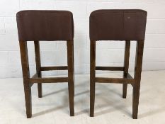 Pair of brown faux suede upholstered bar/breakfast bar stools, approx 78cm in height