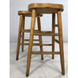 Pair of pine bar/breakfast bar stools, approx 75cm in height