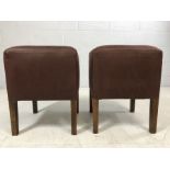 Pair of brown faux suede upholstered stools, approx 47cm in height