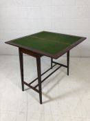 Tapered legged green baized card table