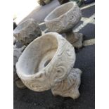 Pair of stone garden urns