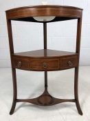 Corner wash stand with inlay detailing and drawer, approx 82cm in height