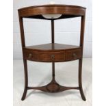 Corner wash stand with inlay detailing and drawer, approx 82cm in height