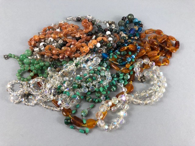 Collection of various beads and necklaces to include Agate and crystal