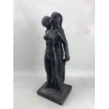 Ornamental sculpture of a pair of Lovers, with impressed mark 'Leonard Art Wks Inc 1967', approx