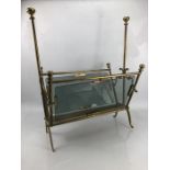 Brass and glass magazine rack (A/F)