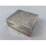 Silver hallmarked cigarette box engraved to lid "Rank Film Library" 9 x 8 3.5cm by Garrard & Co