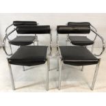 Set of four modern black and chrome office/dining chairs