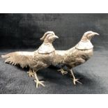 Pair of decorative metal pheasants, approx 26cm in length